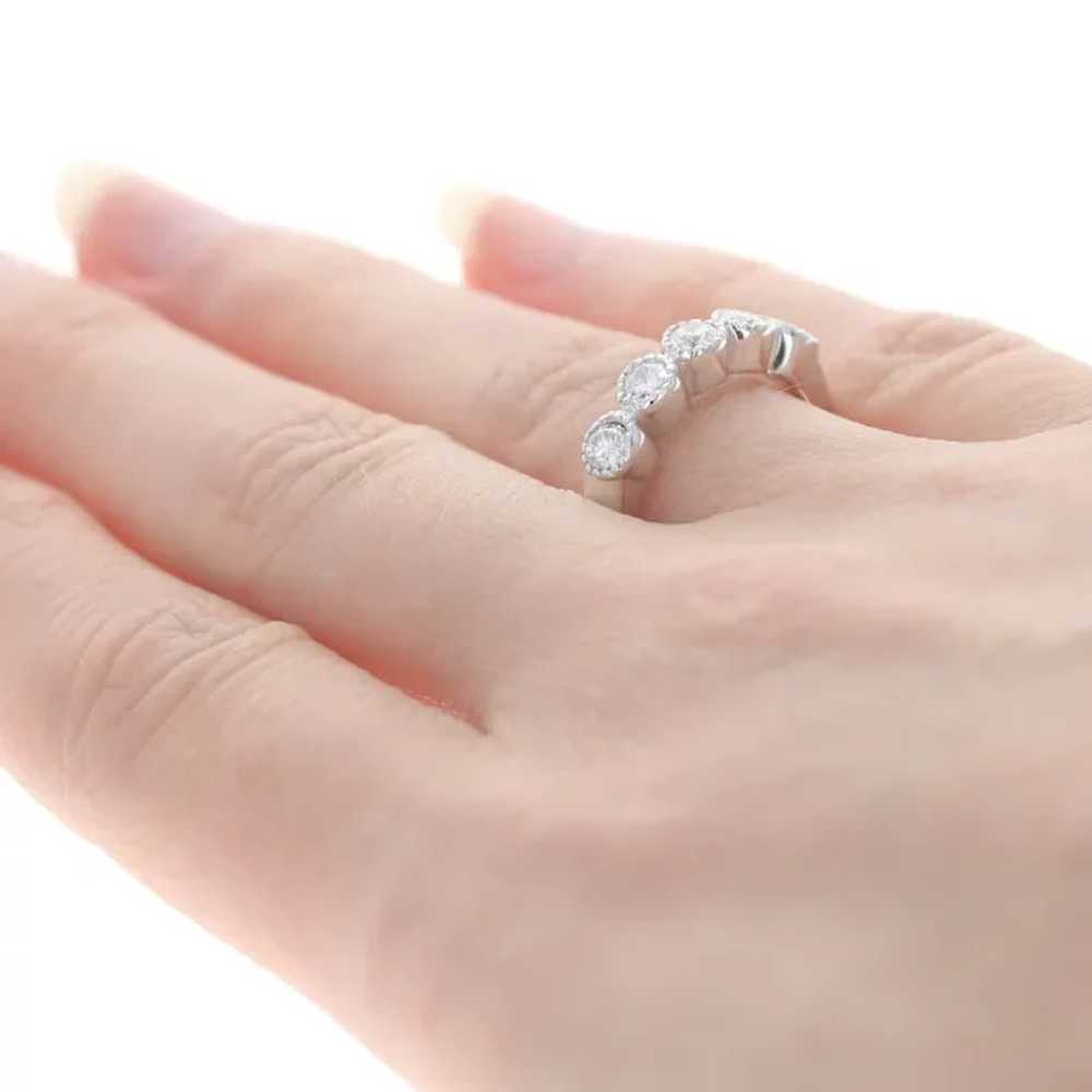 White Gold Diamond Five-Stone Wedding Band 14k Ro… - image 4