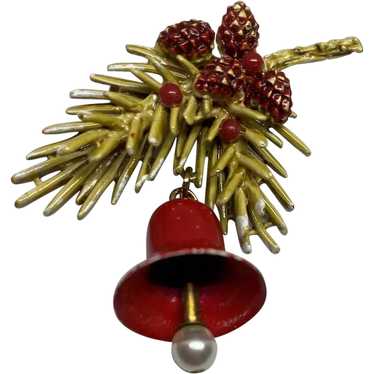 Beautiful ART pine branch and bell pin - image 1