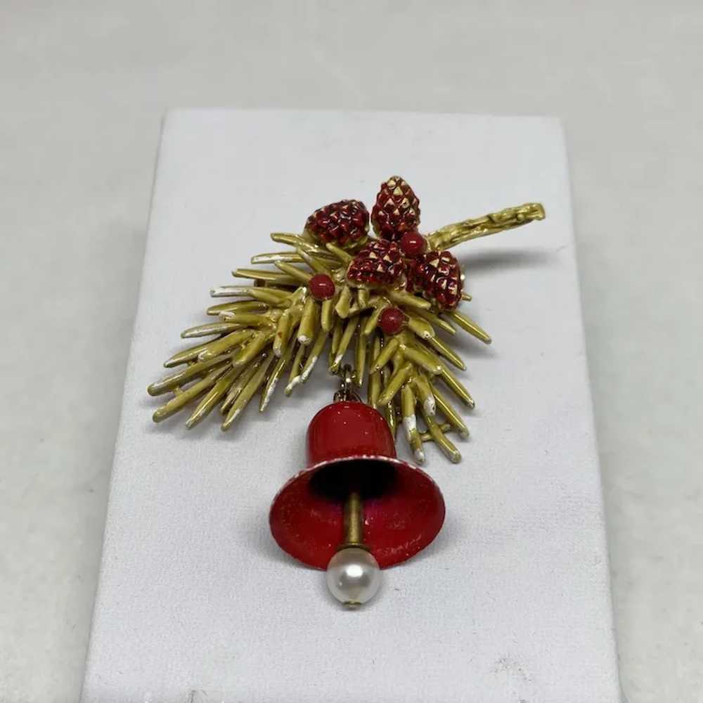 Beautiful ART pine branch and bell pin - image 3