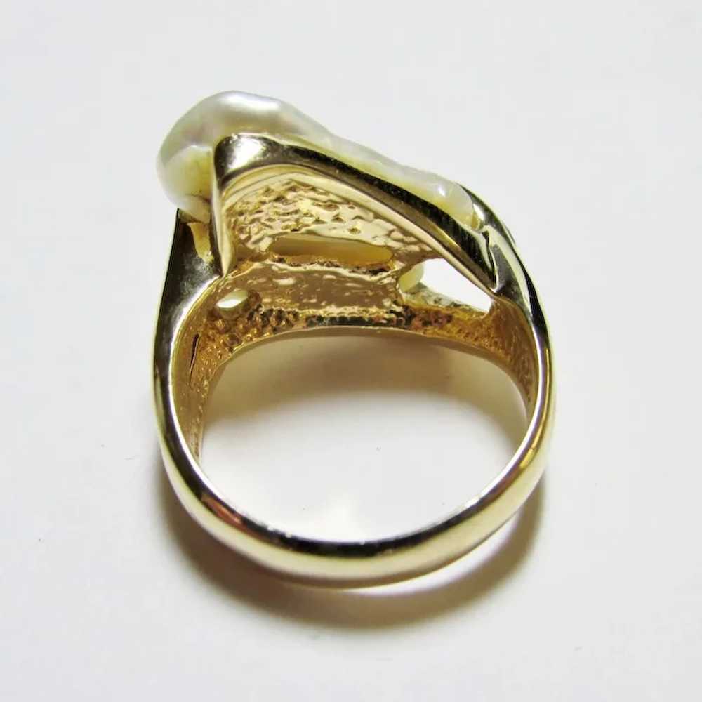 Ladies Biwa Pearl and Diamond Ring - image 4