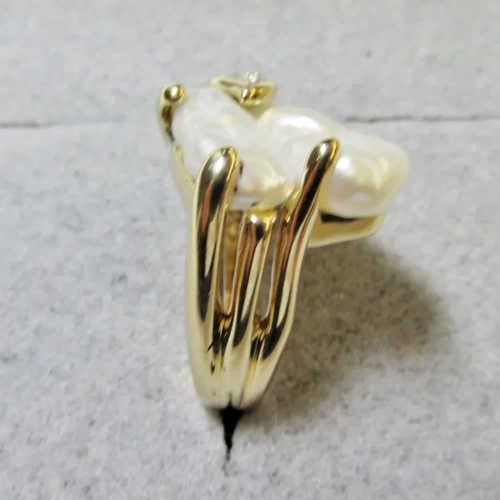 Ladies Biwa Pearl and Diamond Ring - image 6