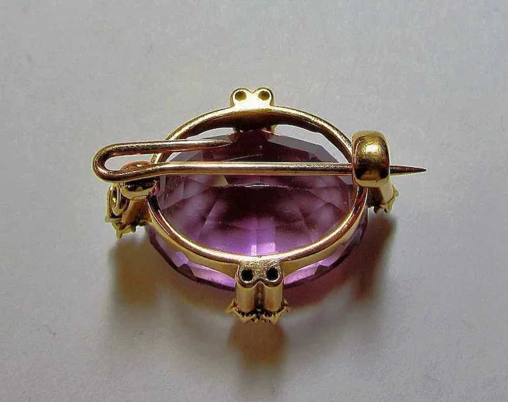 Vintage Amethyst and Pearl Gold Pin/Pendant - image 2