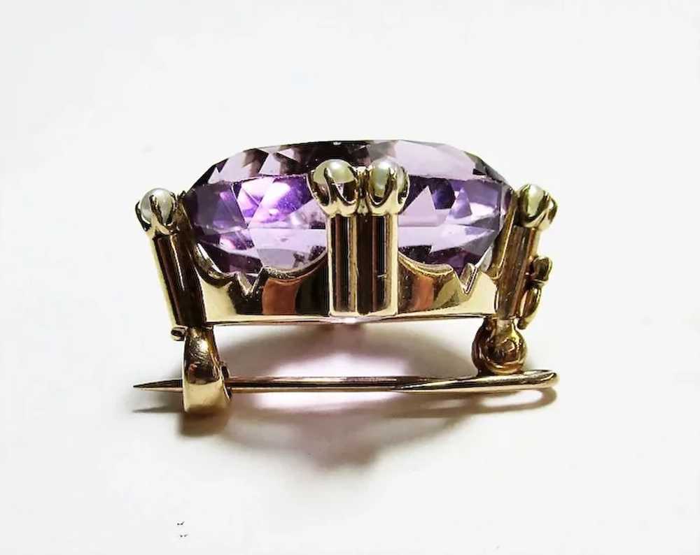 Vintage Amethyst and Pearl Gold Pin/Pendant - image 3