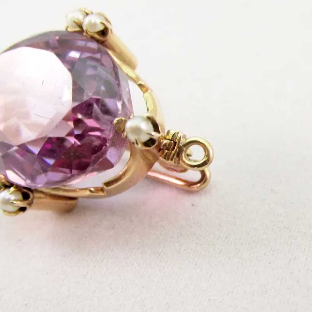 Vintage Amethyst and Pearl Gold Pin/Pendant - image 4
