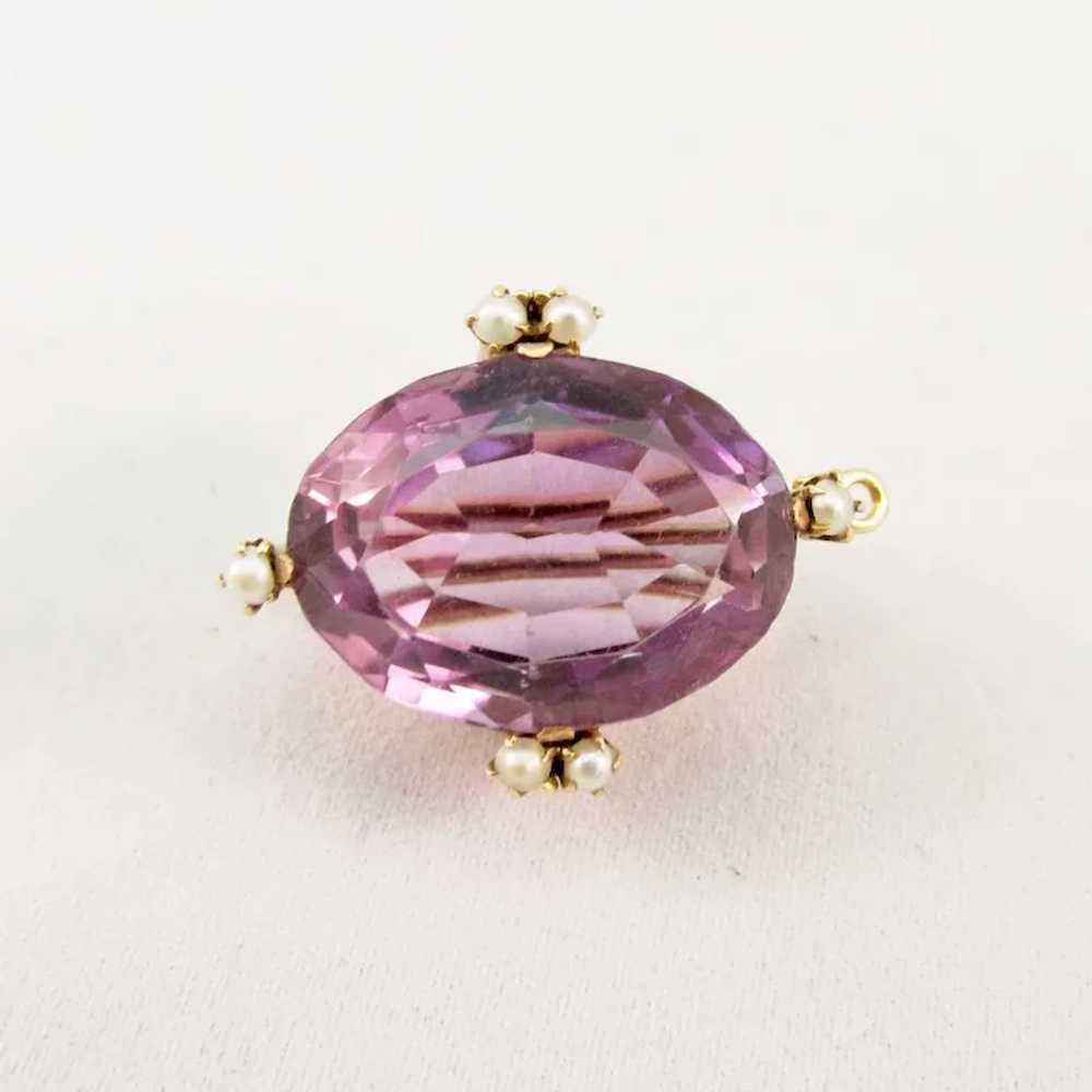 Vintage Amethyst and Pearl Gold Pin/Pendant - image 6