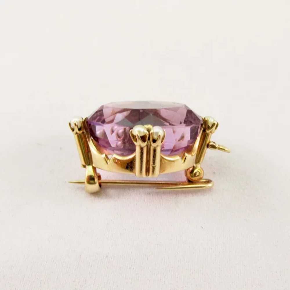 Vintage Amethyst and Pearl Gold Pin/Pendant - image 7