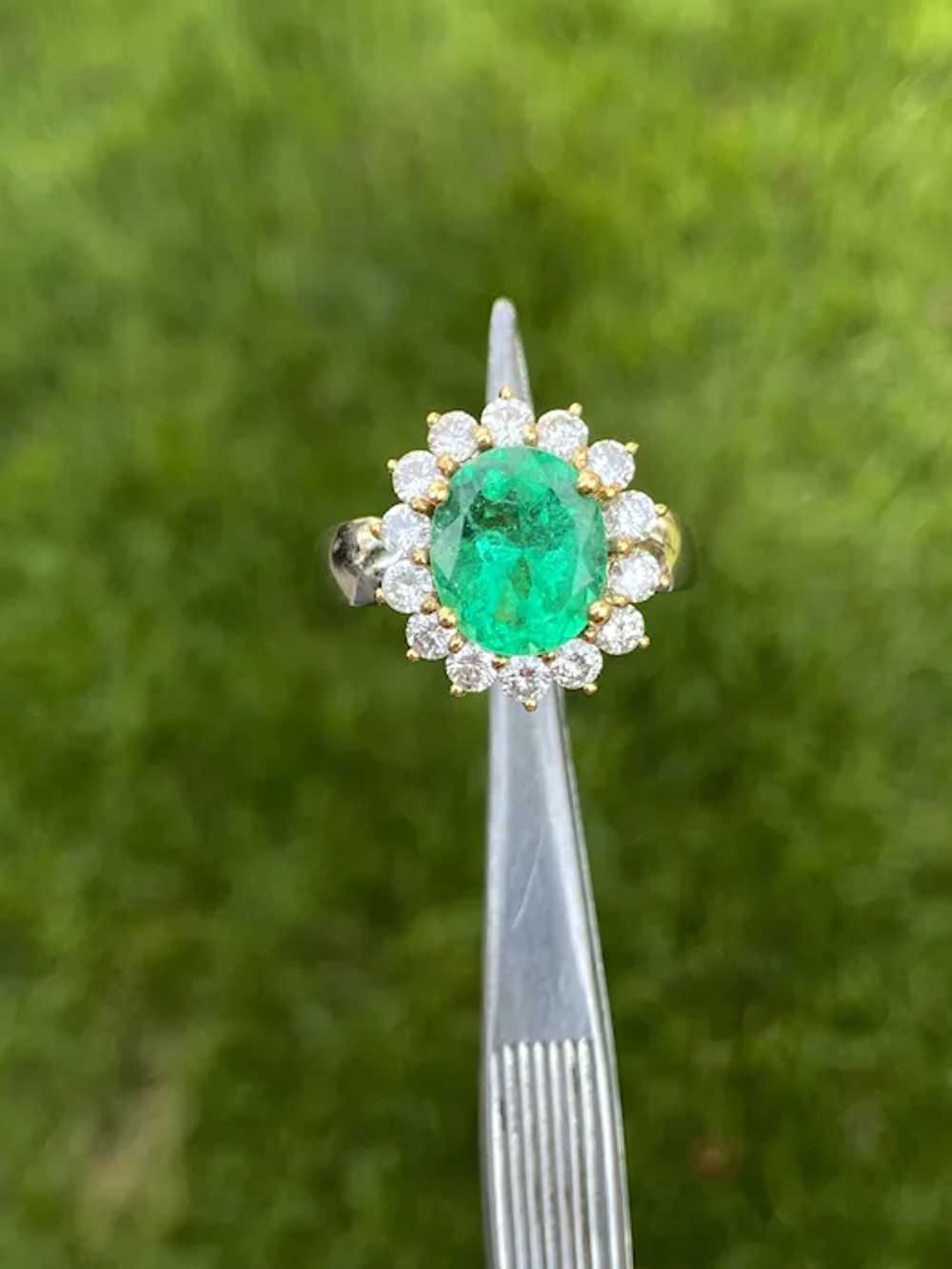 3 carat natural Colombian Emerald with Round Diam… - image 4