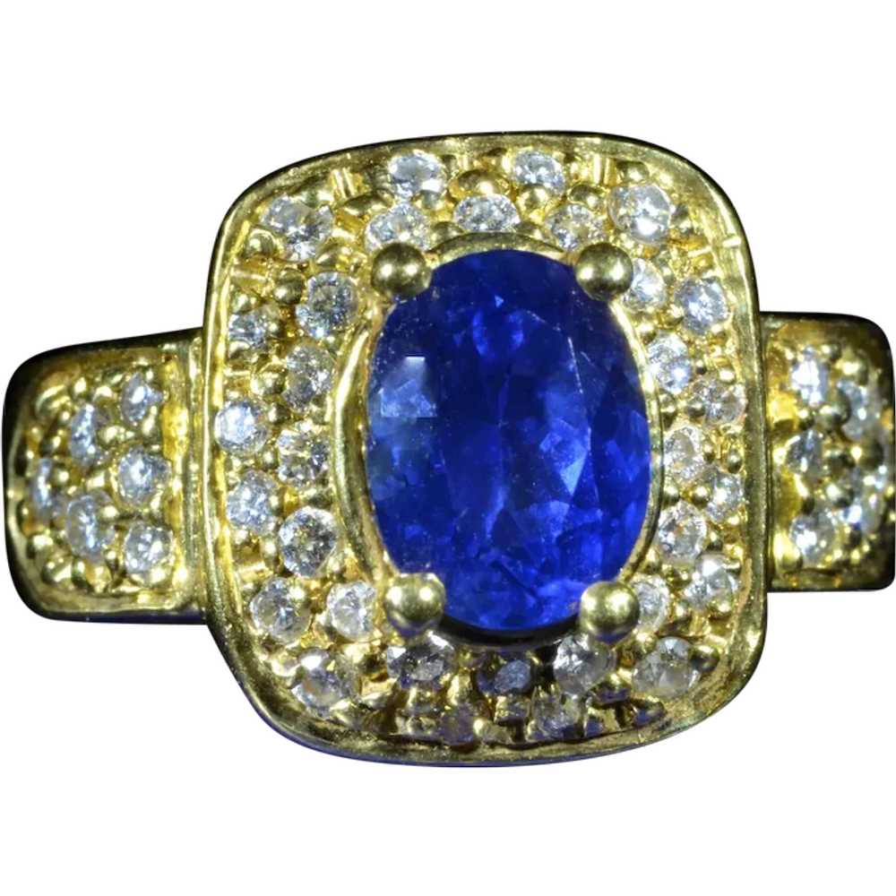 Marvelous Tanzanite & Diamond Halo Ring - image 1