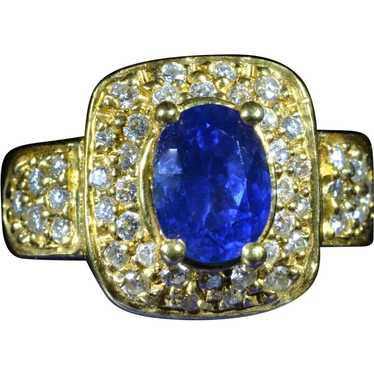 Marvelous Tanzanite & Diamond Halo Ring