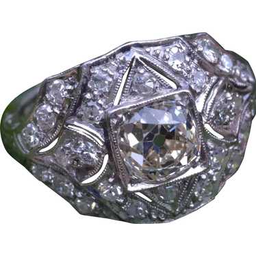 0.80 Carat Old Mine Cut Diamond In Platinum - image 1