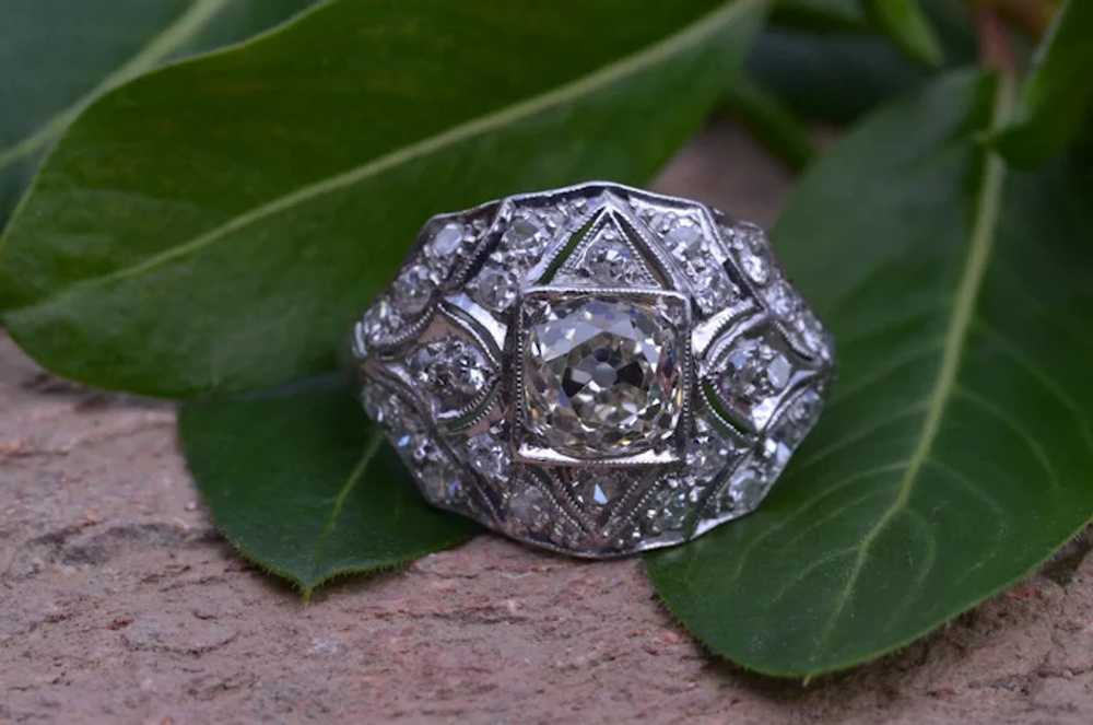 0.80 Carat Old Mine Cut Diamond In Platinum - image 2