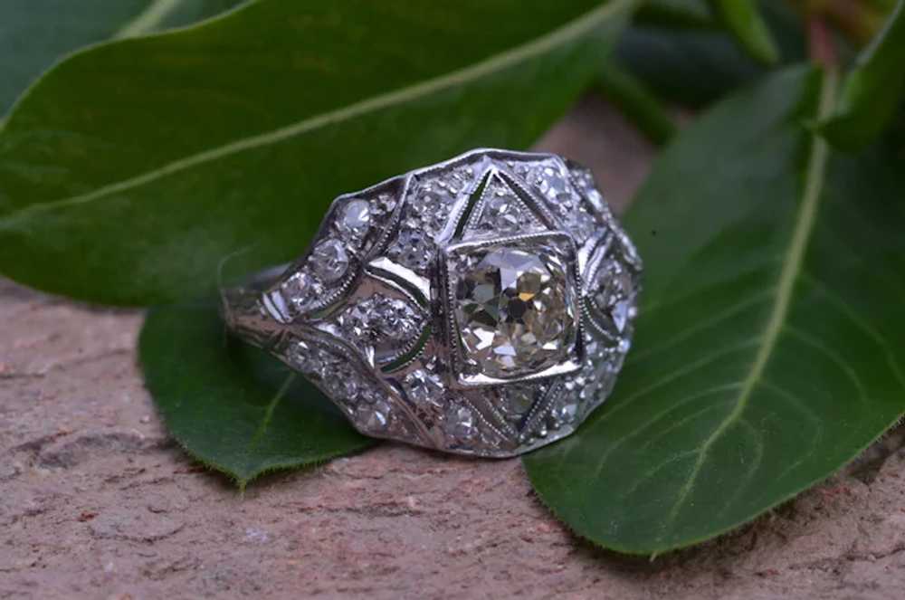 0.80 Carat Old Mine Cut Diamond In Platinum - image 6