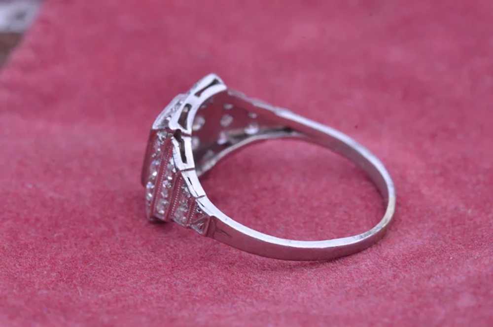 Platinum Art Deco Halo Engagement Ring - image 4