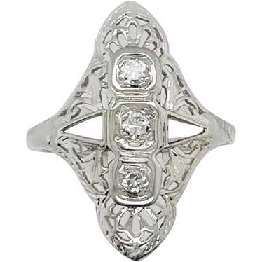 Vintage Diamond Shield Ring - image 1