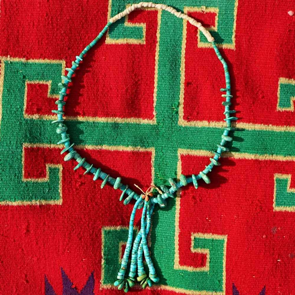 Navajo Cerrillos Turquoise Tab Necklace Circa 192… - image 6