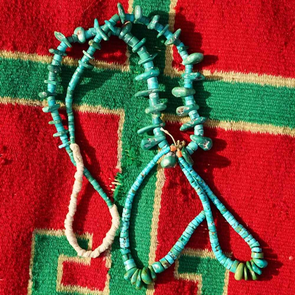 Navajo Cerrillos Turquoise Tab Necklace Circa 192… - image 7
