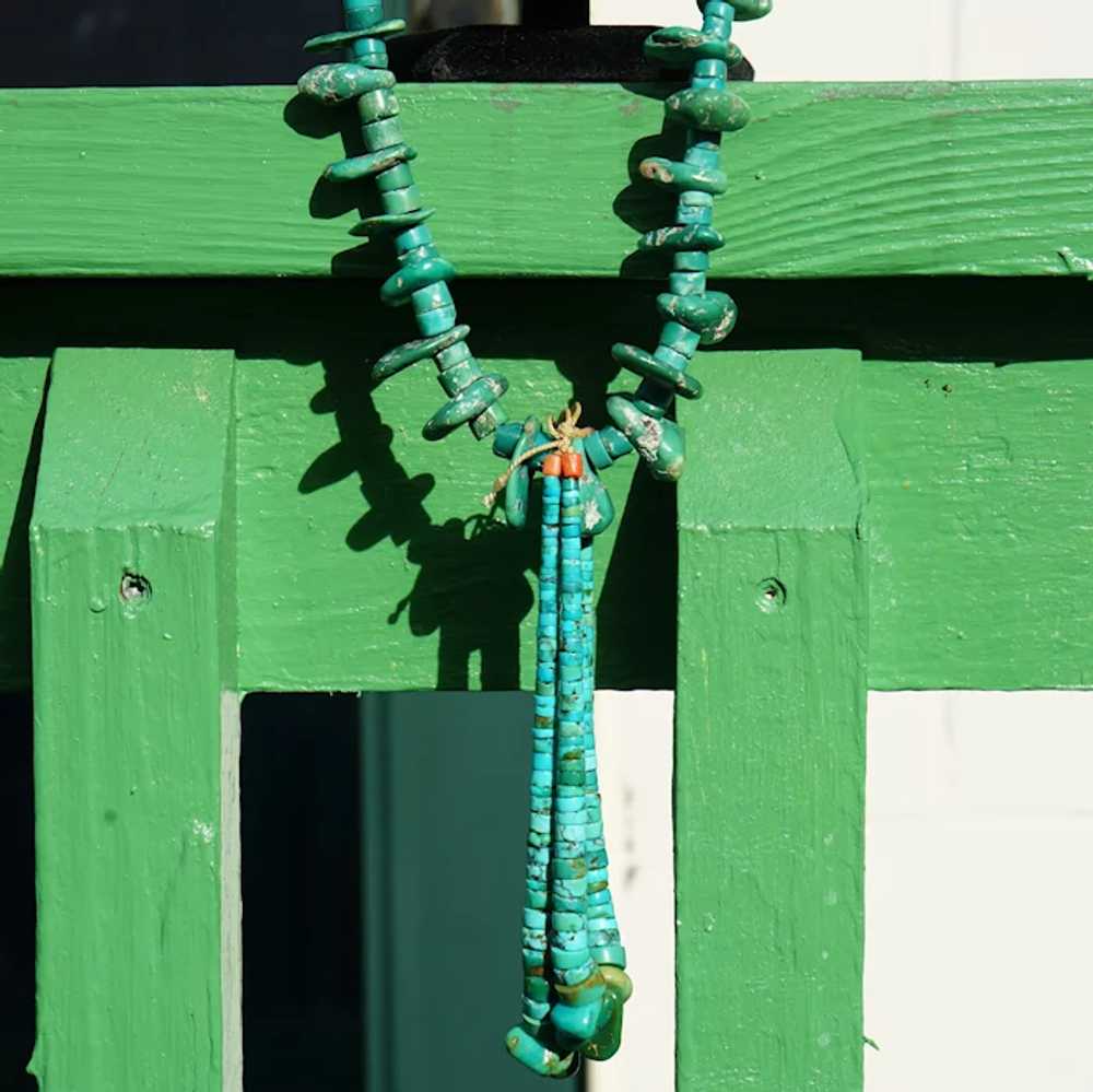 Navajo Cerrillos Turquoise Tab Necklace Circa 192… - image 9