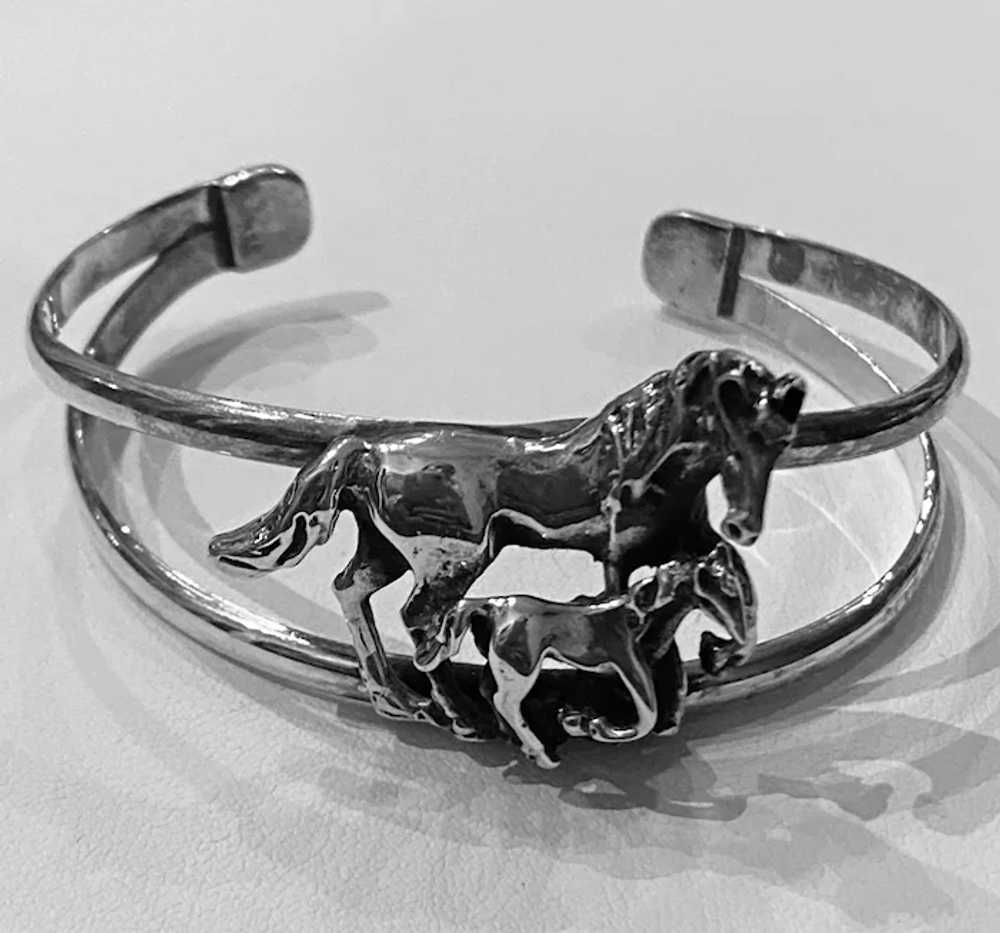 Beautiful Sterling Silver Horse Cuff Bracelet - image 2