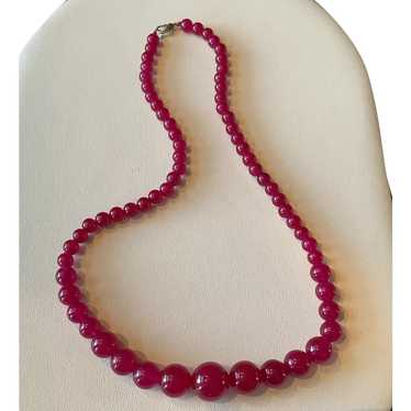 Cherry Red (Dyed) Quartz Bead Necklace