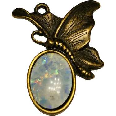 Butterfly Charm with Simulated Opal - image 1