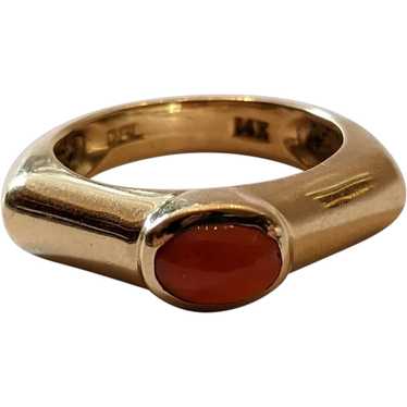 Vintage Coral and 14k Gold Ring - image 1