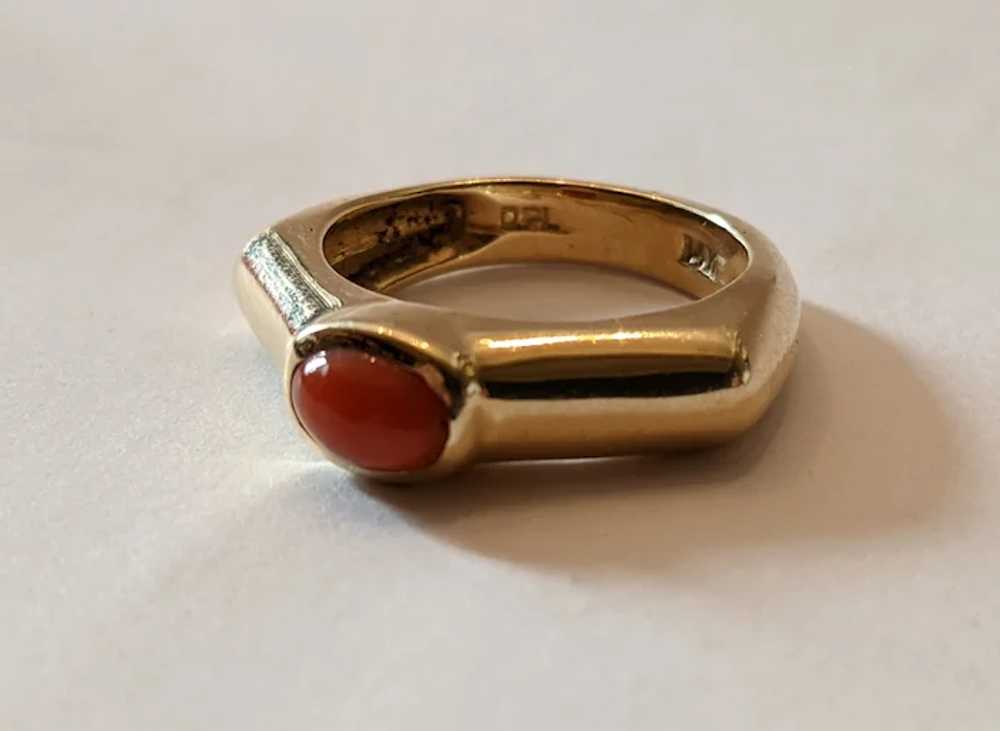 Vintage Coral and 14k Gold Ring - image 2