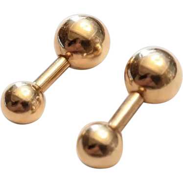 Dumbbell 14k Yellow Gold Cufflinks