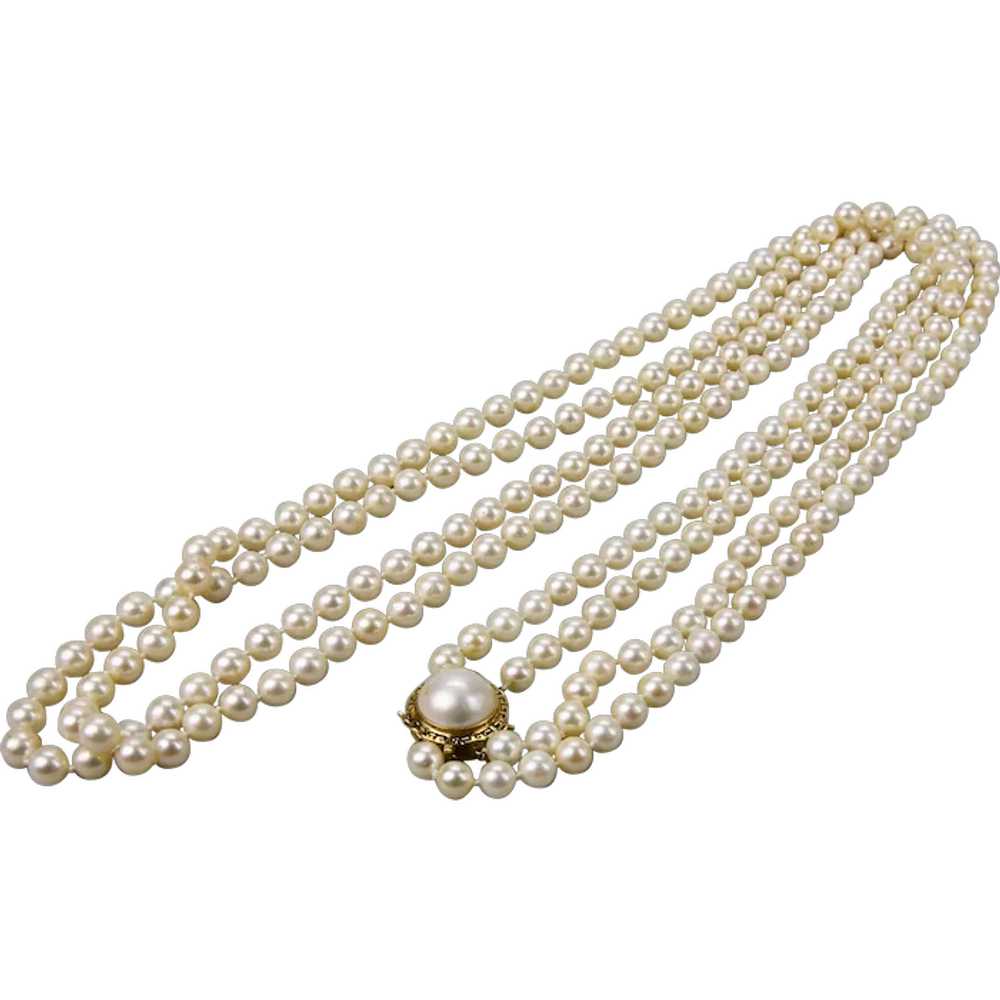 Cultured Pearls Double Strand Necklace 6mm 38 Inc… - image 1