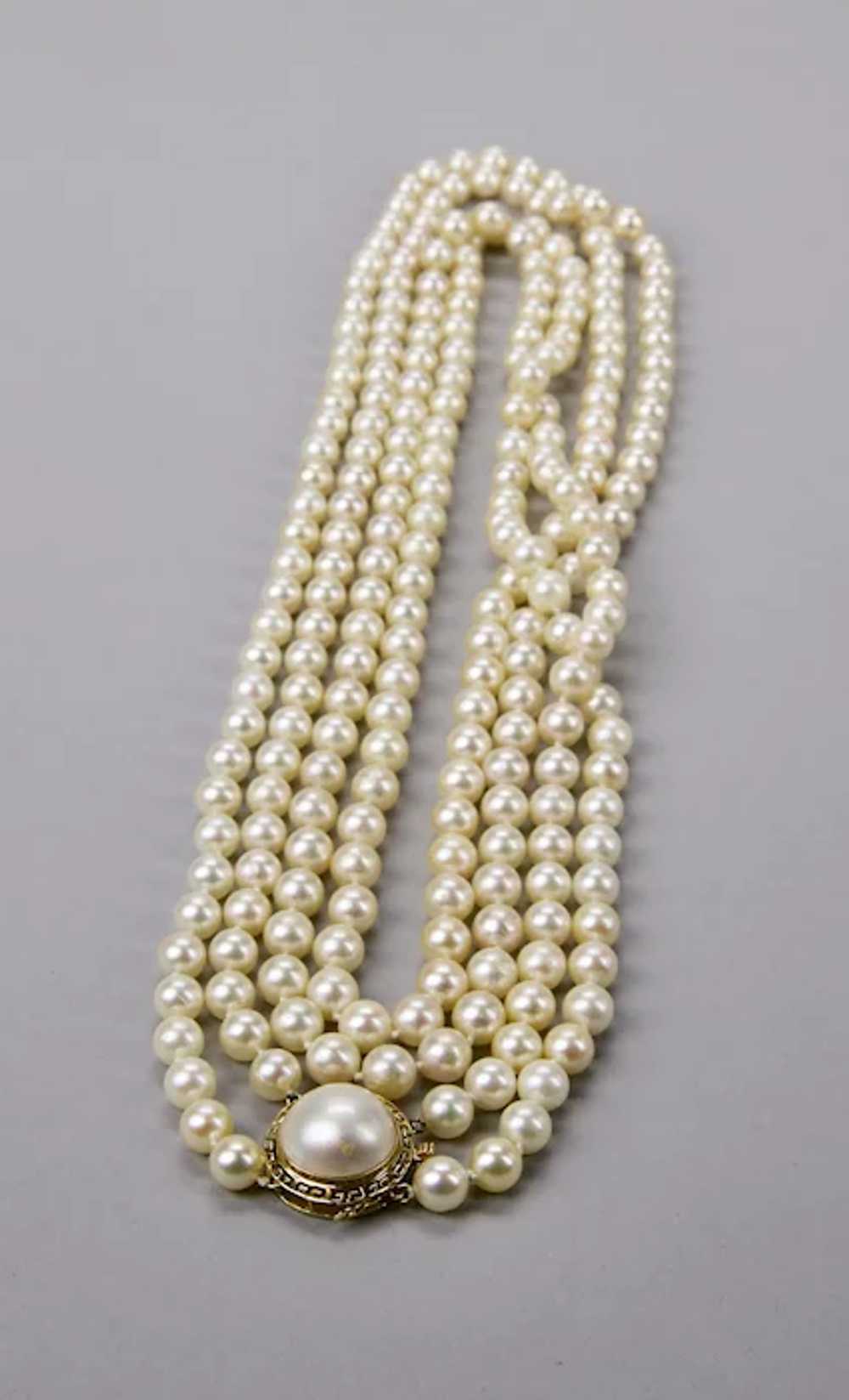 Cultured Pearls Double Strand Necklace 6mm 38 Inc… - image 2