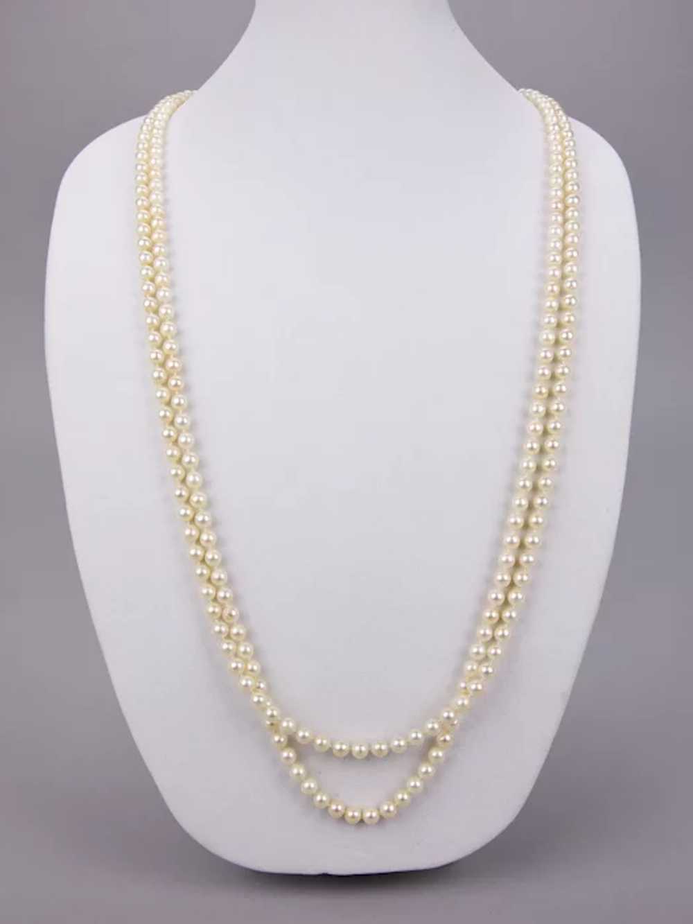 Cultured Pearls Double Strand Necklace 6mm 38 Inc… - image 3