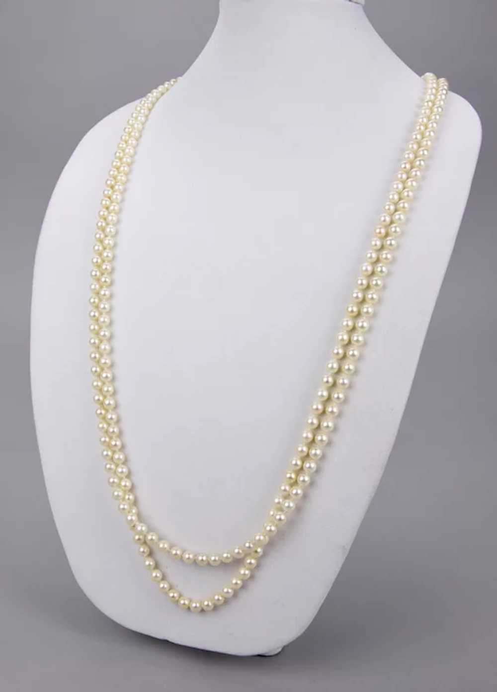 Cultured Pearls Double Strand Necklace 6mm 38 Inc… - image 4