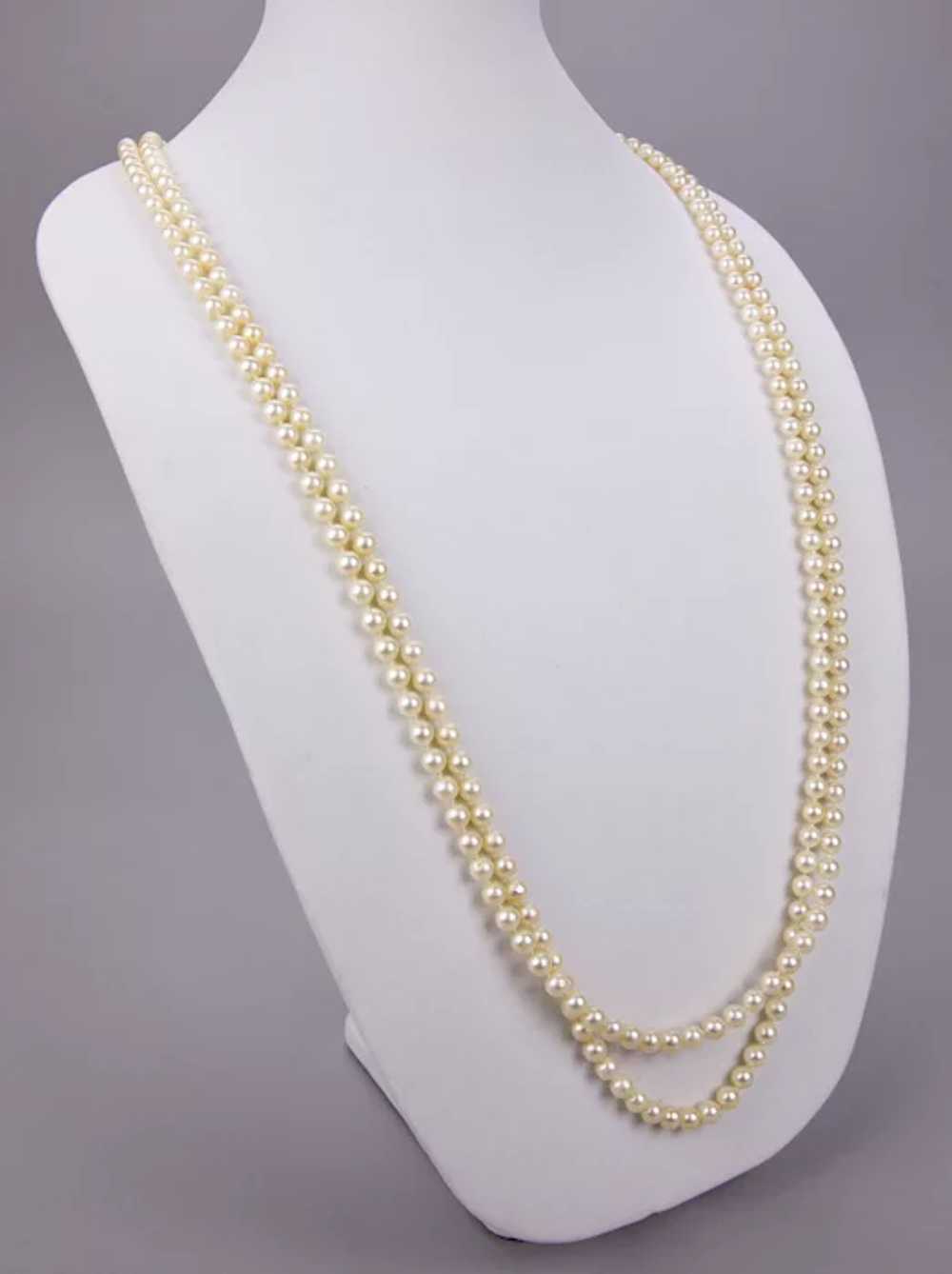 Cultured Pearls Double Strand Necklace 6mm 38 Inc… - image 5