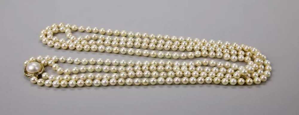 Cultured Pearls Double Strand Necklace 6mm 38 Inc… - image 6