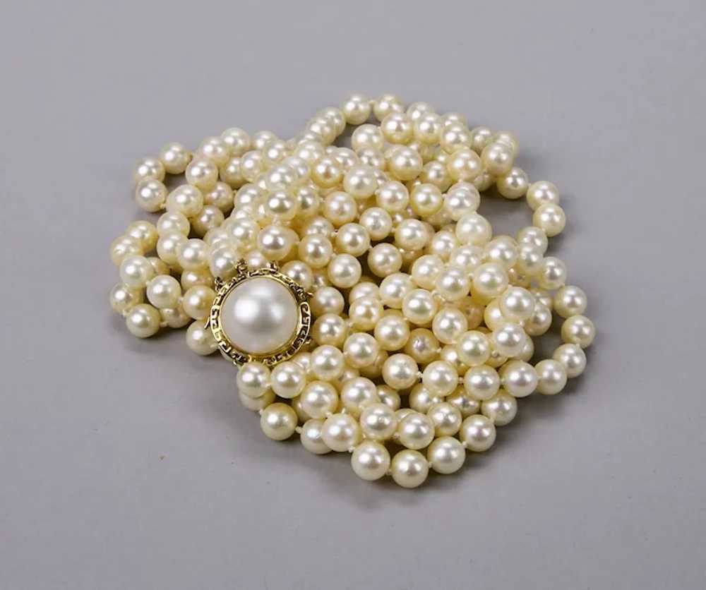 Cultured Pearls Double Strand Necklace 6mm 38 Inc… - image 9