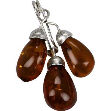 Amber Fruit Pin Triple Berries Hand Crafted Sterl… - image 1