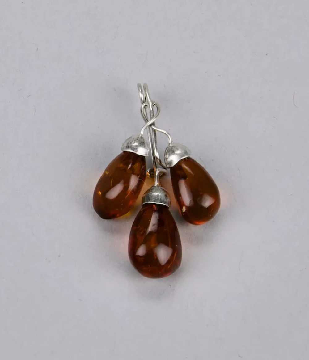 Amber Fruit Pin Triple Berries Hand Crafted Sterl… - image 2