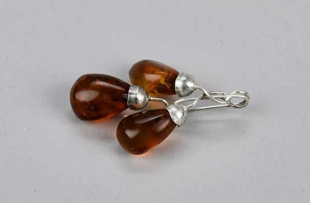 Amber Fruit Pin Triple Berries Hand Crafted Sterl… - image 3