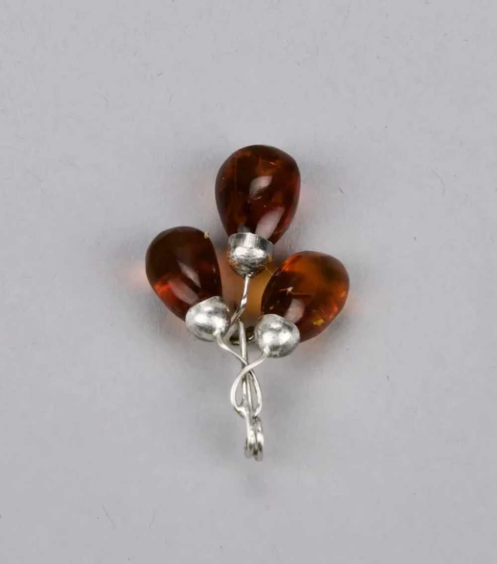 Amber Fruit Pin Triple Berries Hand Crafted Sterl… - image 4