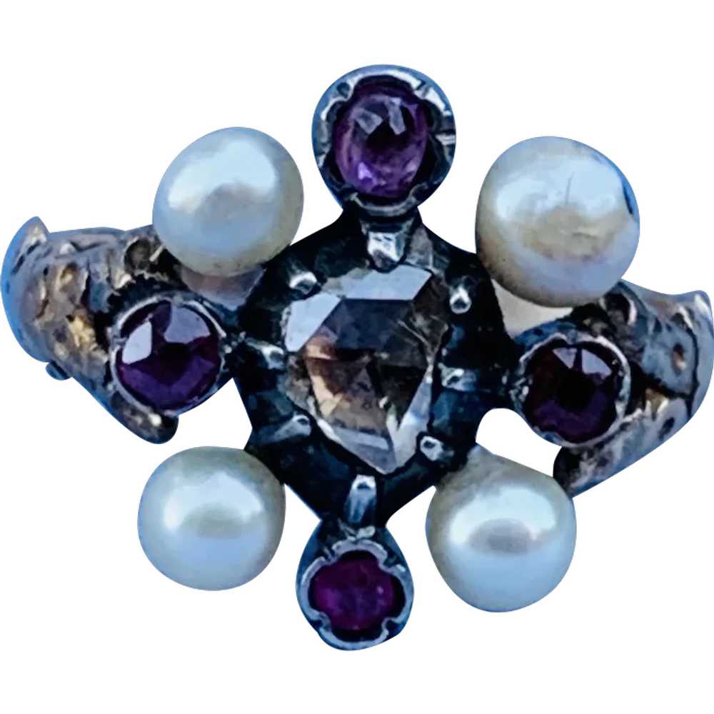 Victorian  Diamond, Ruby, and Ruby Ring - image 1
