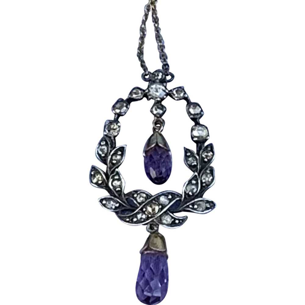 Rose Cut Diamond and Amethyst Pendant, Victorian - image 1