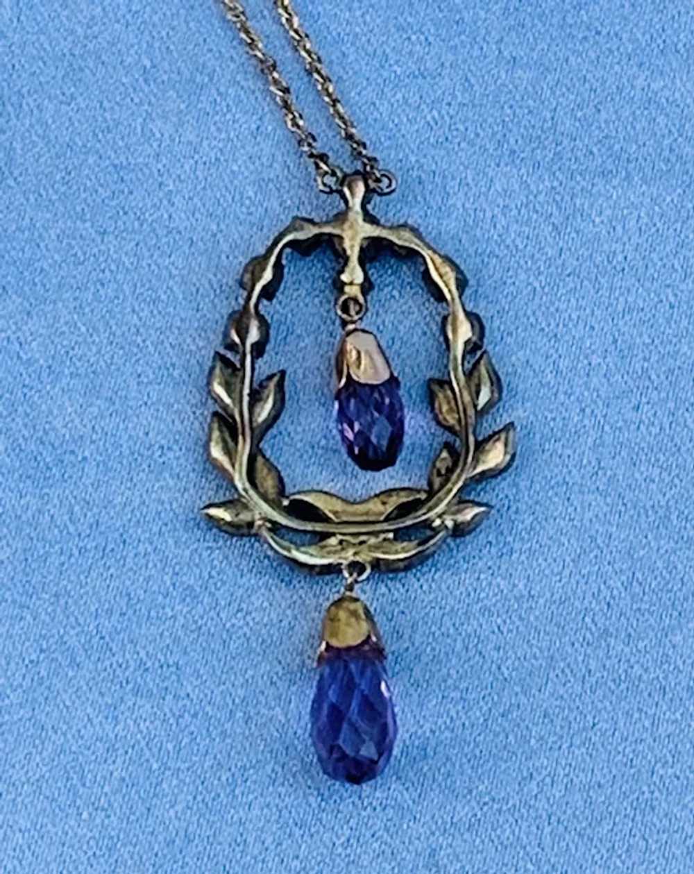 Rose Cut Diamond and Amethyst Pendant, Victorian - image 2