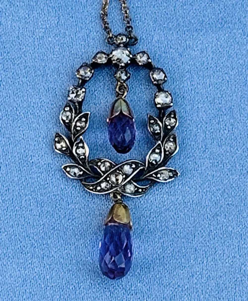 Rose Cut Diamond and Amethyst Pendant, Victorian - image 3