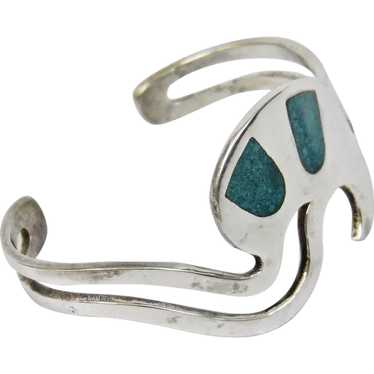 Sterling Silver Modern Cuff Bracelet Blue Mosaic I