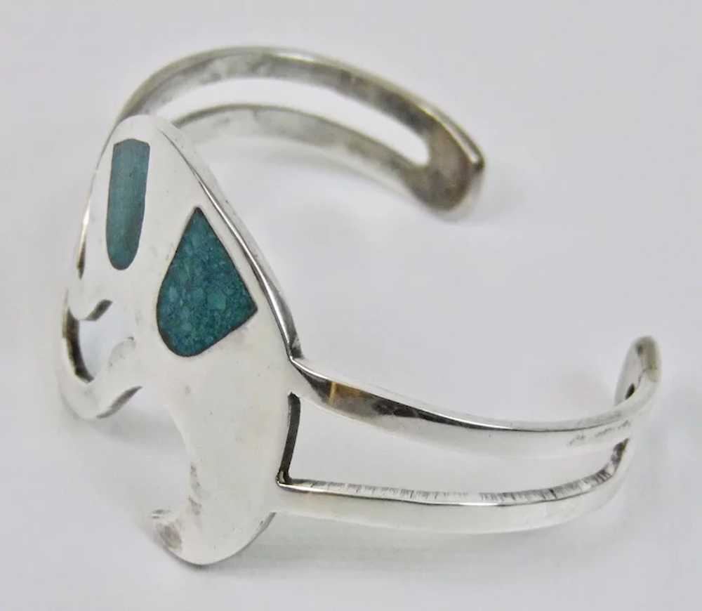 Sterling Silver Modern Cuff Bracelet Blue Mosaic … - image 3