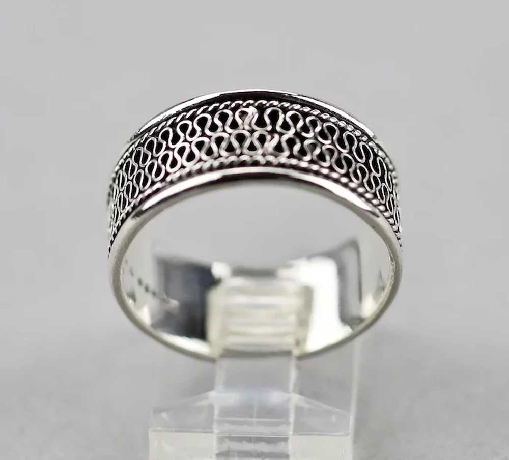 Sterling Silver Band Ring Scrolled Details Mens S… - image 2