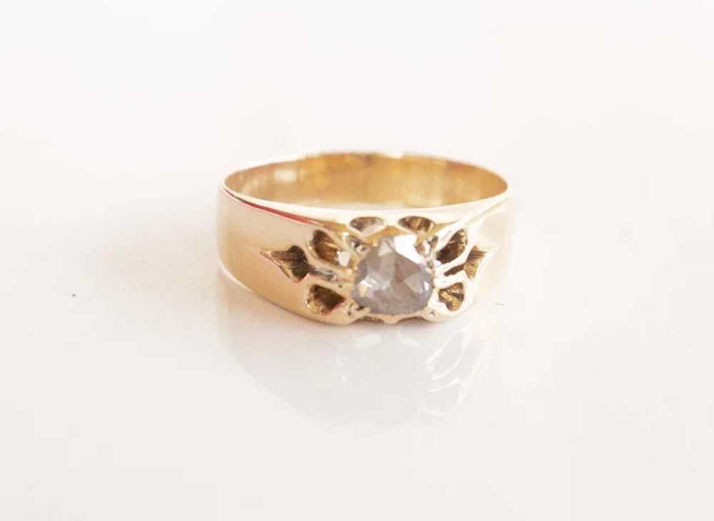 Antique Belcher Set Rose Cut Diamond Ring - image 2