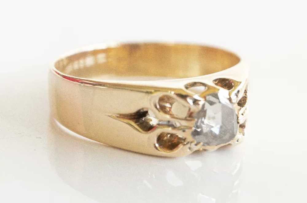 Antique Belcher Set Rose Cut Diamond Ring - image 3