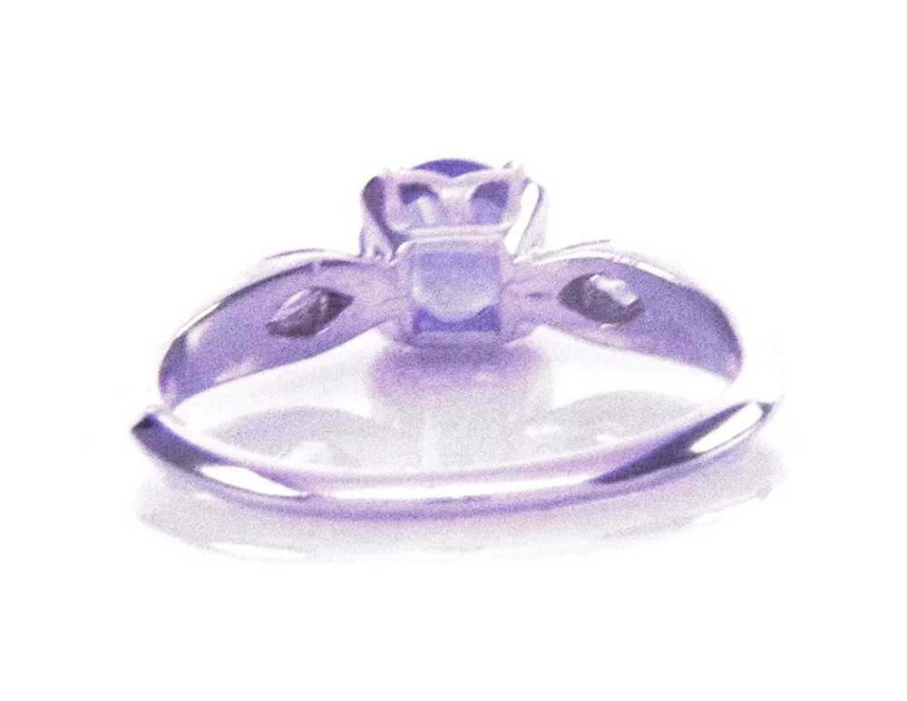 Platinum Natural Sapphire & Diamond Ring - image 6