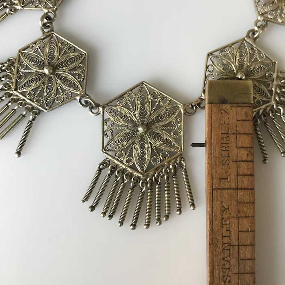 1920s Italian Silver Vermeil Filigree Necklace wi… - image 8
