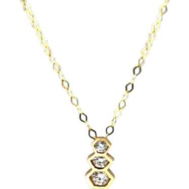 Modern Hexagon Diamond Necklace 14KT Yellow Gold